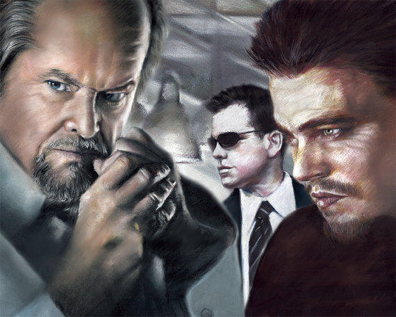570x456 The Departed Jack Nicholson Leonardo Dicaprio Painting - Jack Nicholson Painting