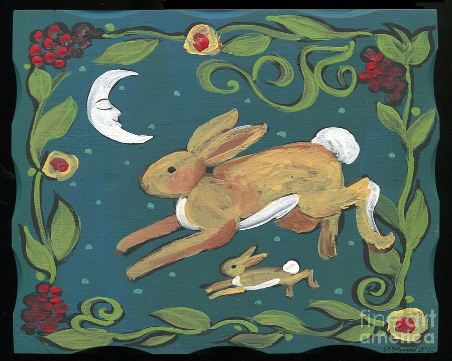 900x718 Vintage Jack Rabbit Bunnies Painting By Sylvia Pimental Lovely - Jack Rabbit Painting