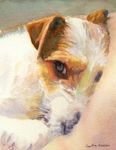 236x306 Jack Russell Terrier Art Print Of Painting 8x10 Terrier By Esart - Jack Russell Terrier Painting