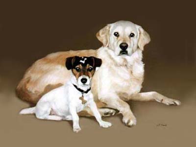 400x300 Dog Portraits Golden Retriever And Jack Russell Terrier Painting - Jack Russell Terrier Painting