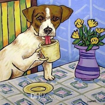 350x350 Framed Jack Russell Terrier Coffee Ceramic Dog Art Tile,pure Hand - Jack Russell Terrier Painting