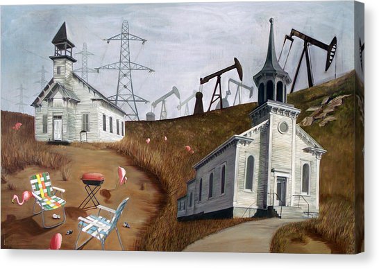 546x388 Oil Pump Jack Canvas Prints - Jack Sanders Painting