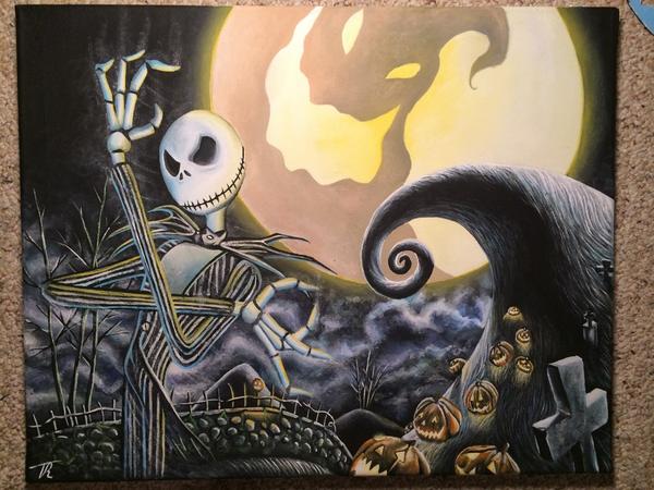 600x450 Tim Risafi On Twitter The Nightmare Before Christmas Painting - Jac...