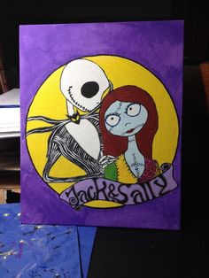 236x314 Jack Skellington Circus Painting 8x10 Canvas Jayde's Creations - Jack Skellington And Sally Painting