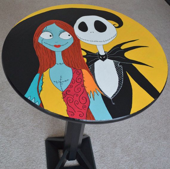 570x568 Made To Order The Nightmare Before Christmas By Janviaboutique - Jack Skellington And Sally Painting