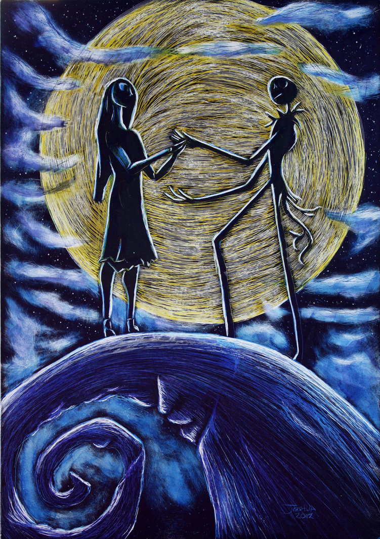 751x1064 Nightmare Before Christmas Jack And Sally By Tater Vader - Jack Skellington And Sally Painting