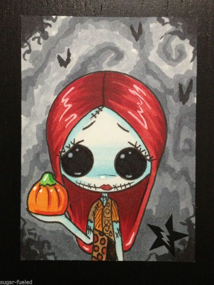751x1000 Sugar Fueled Sally Jack Nbc Pumpkin Lowbrow Creepy Cute Big Eye - Jack Skellington And Sally Painting
