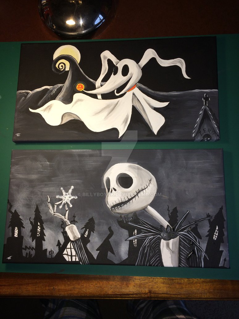 774x1032 Nbc Jack Skellington And Zero Canvas Paintings By Billyboyuk - Jack Skellington Painting