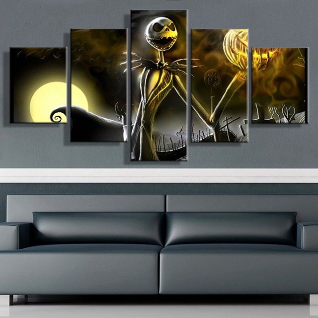640x640 Canvas Prints Wall Art Pictures 5 Pieces Hallowmas Jack - Jack Skellington Painting