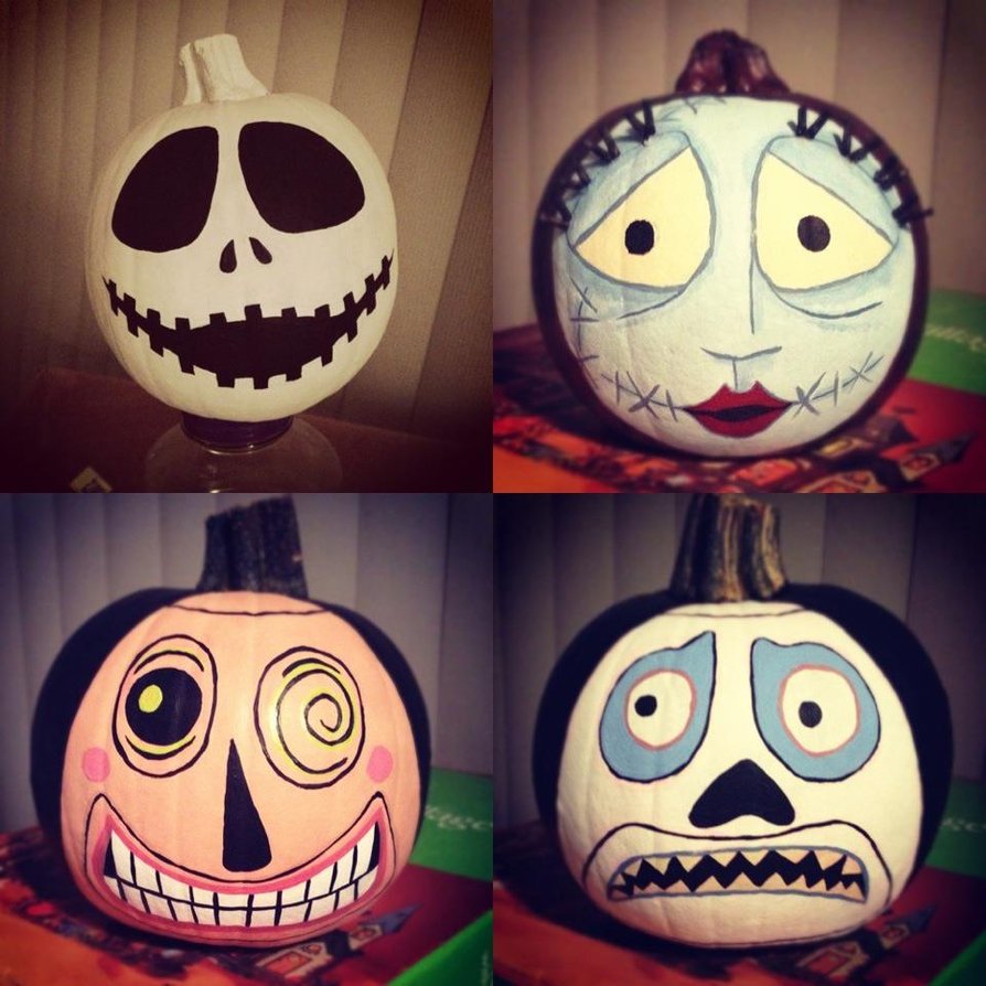 894x894 The Nightmare Before Christmas Pumpkins By Essiemichelle - Jack Skellington Pumpkin Painting