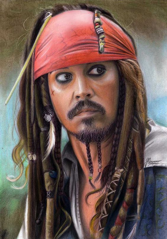 564x806 Captain Jack Sparrow Pastel Portrait Drawing Jack - Jack Sparrow Painting