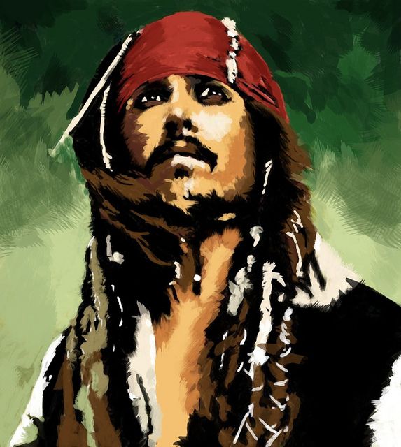 573x640 Captain Jack Sparrow, Digital Painting Art Captain - Jack Sparrow Painting