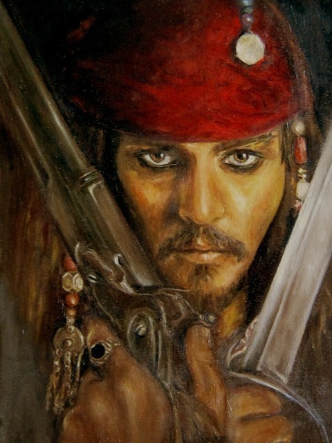 480x640 Lina Zol Artwork Jack Sparrow Original Painting Oil Famous - Jack Sparrow Painting