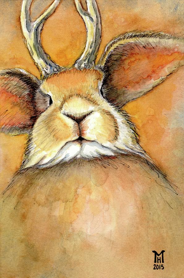 595x900 Jackalope Painting By Mark R Hansen - Jackalope Painting