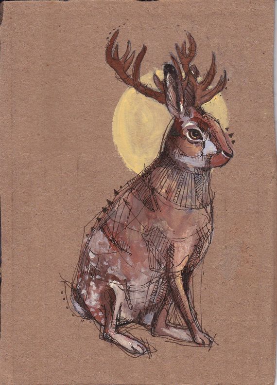 570x791 Jackalope On Cardboard - Jackalope Painting