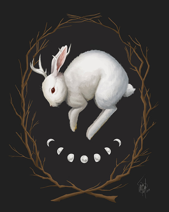 570x713 Midnight Run 8x10 Fine Art Giclee Print Jackalope Painting - Jackalope Painting