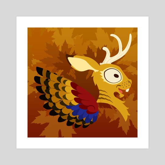 540x540 Silly Beasty The Wolpertinger (Or Jackalope), An Art Print By - Jackalope Painting