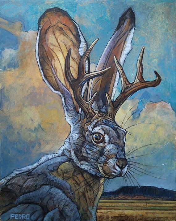 570x714 True Native Jackalope By Knifeagainstclaw On Etsy Inspiring - Jackalope Painting