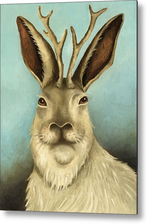 494x752 The Real Jackalope Metal Print By Leah Saulnier The Painting Maniac - Jackalope Painting