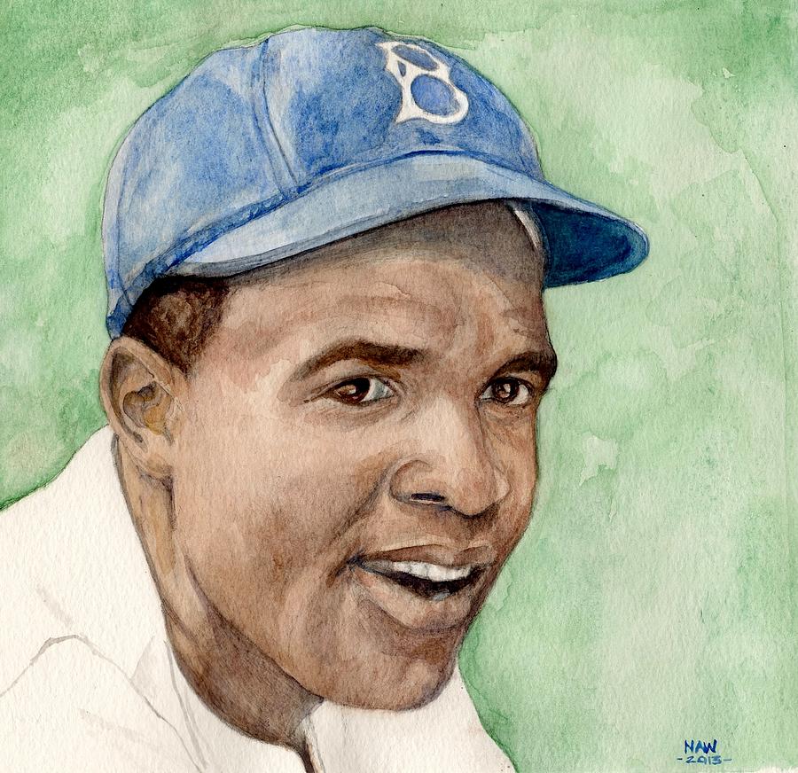 900x872 Jackie Robinson Painting By Nigel Wynter - Jackie Robinson Painting