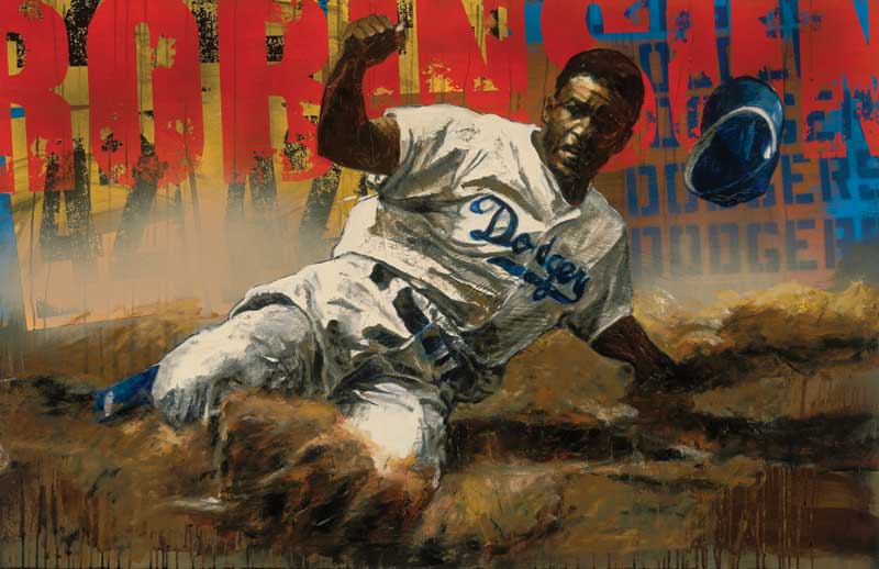 800x518 Jackie Robinson Editon By Painter Stephen Holland - Jackie Robinson Painting