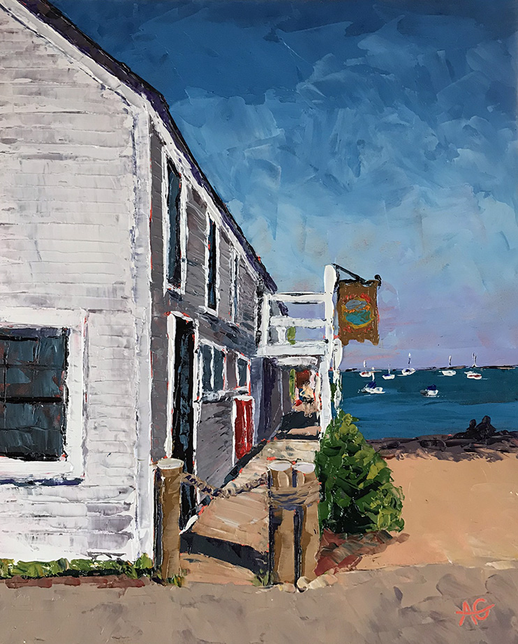 742x923 Ann Gorbett Palette Knife Painting Entering Cap'N Jack's Wharf - Jacks Painting