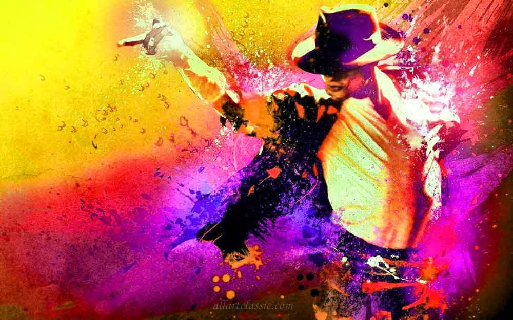 1000x625 Michael Jackson In Action, Colorful Mixed Technique Painting - Jackson Painting