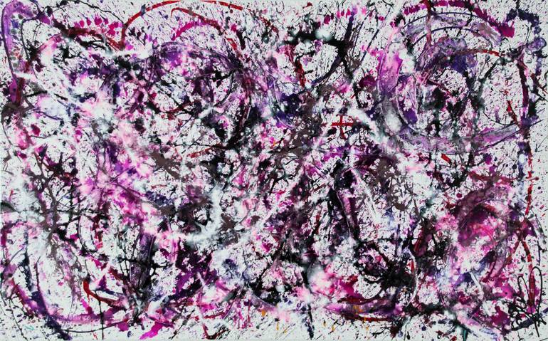 770x479 Saatchi Art Pink Black White Purple Rain Pink Xl Large Painting - Jackson Pollock Painting