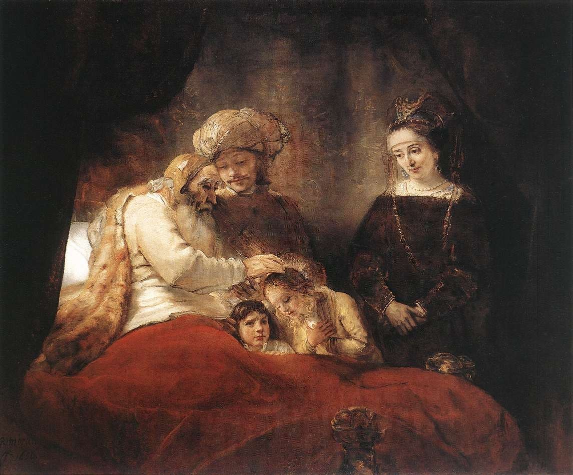 1145x949 Rembrandt Jacob Blessing The Children Of Joseph Painting Best - Jacob Painting