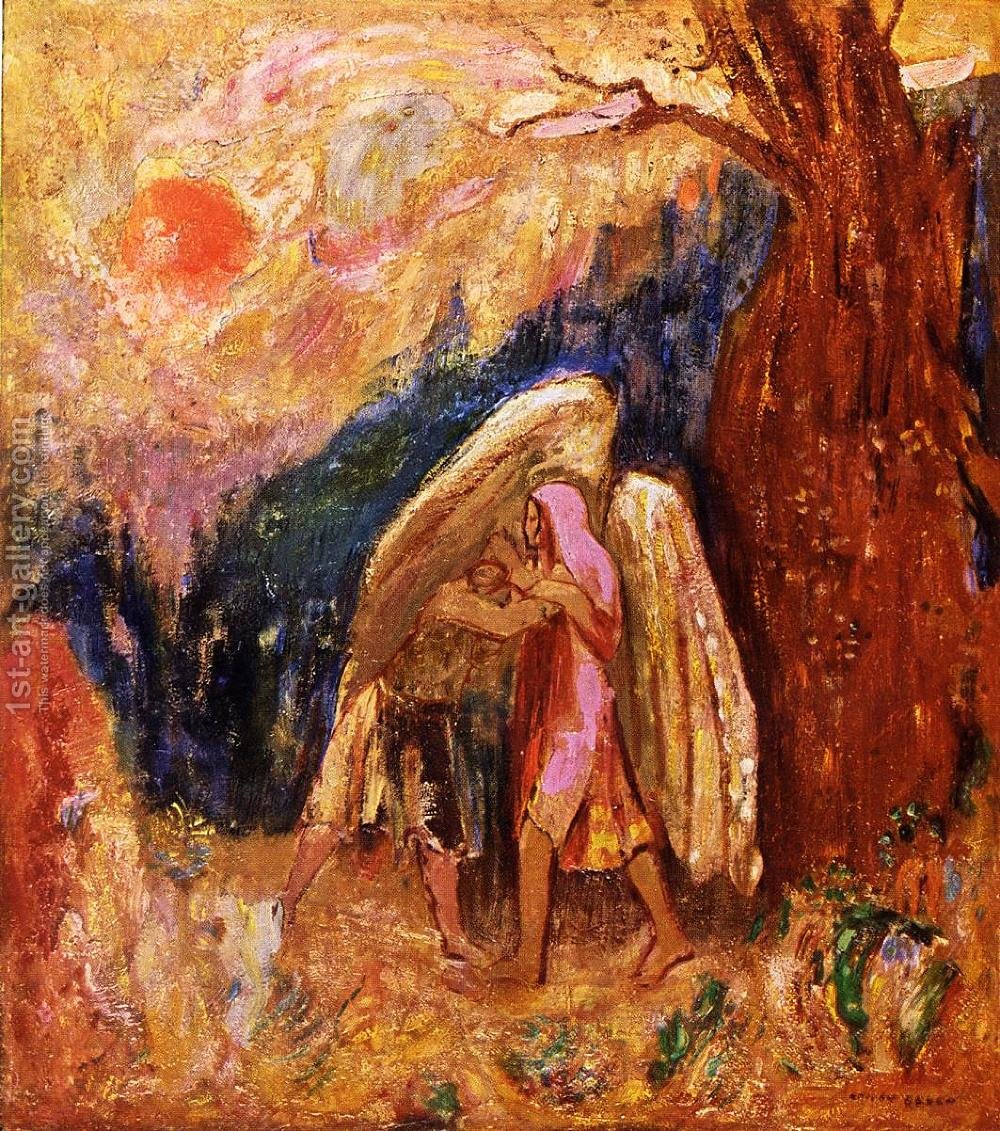 1000x1131 Jacob Wrestling With The Angel Odilon Redon Reproduction 1st Art - Jacob Wrestling With The Angel Painting