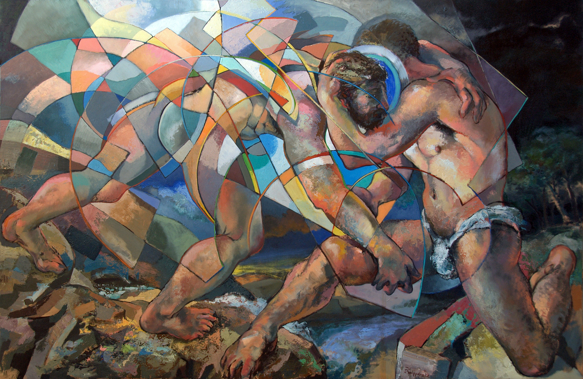 2400x1562 Jacob Wrestling The Angel - Jacob Wrestling With The Angel Painting