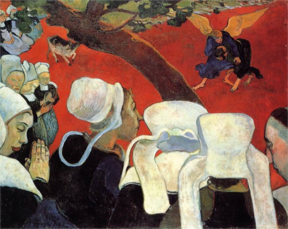 1005x800 Jacob Wrestling With The Angel, 1888 By Paul Gauguin - Jacob Wrestling With The Angel Painting
