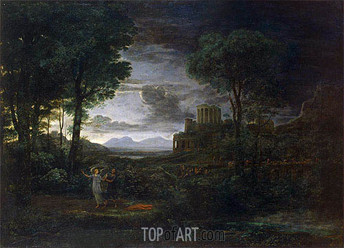 500x361 Landscape With Jacob Wrestling With The Angel Claude Lorrain - Jacob Wrestling With The Angel Painting