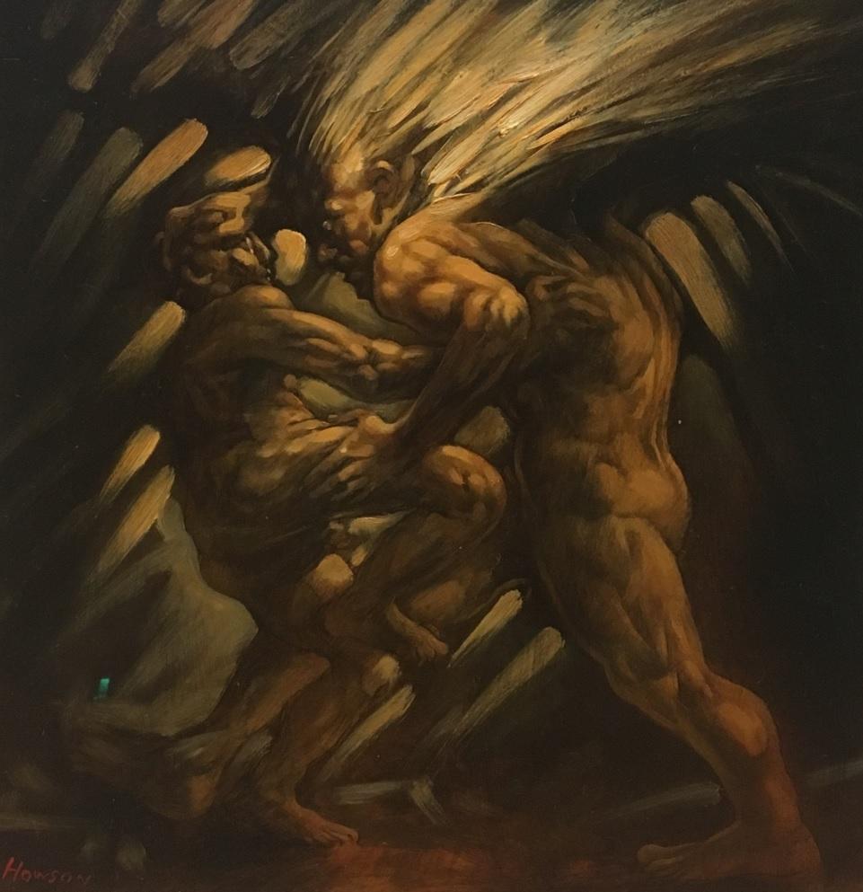 961x993 Original Jacob Wrestling With The Angel By Peter Howson - Jacob Wrestling With The Angel Painting