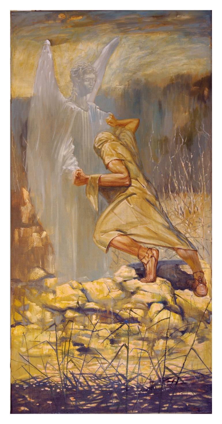 770x1470 Saatchi Art Jacob Wrestling With An Angel Painting By Sergey Roy - Jacob Wrestling With The Angel Painting