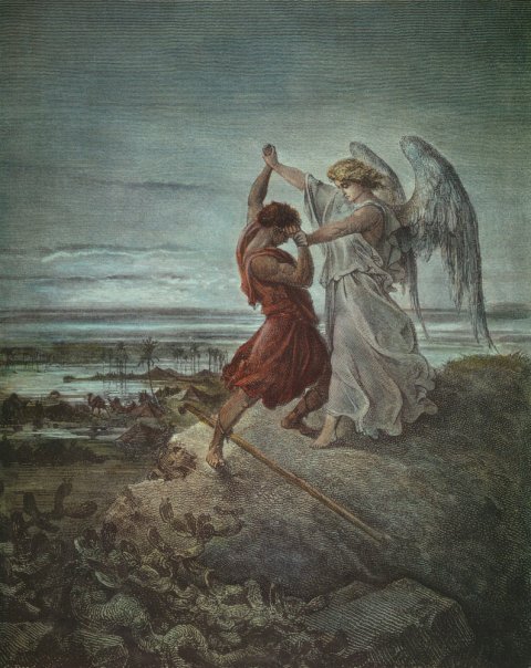 480x604 Gustave Jacob Wrestling With The Angel - Jacob Wrestling With The Angel Painting