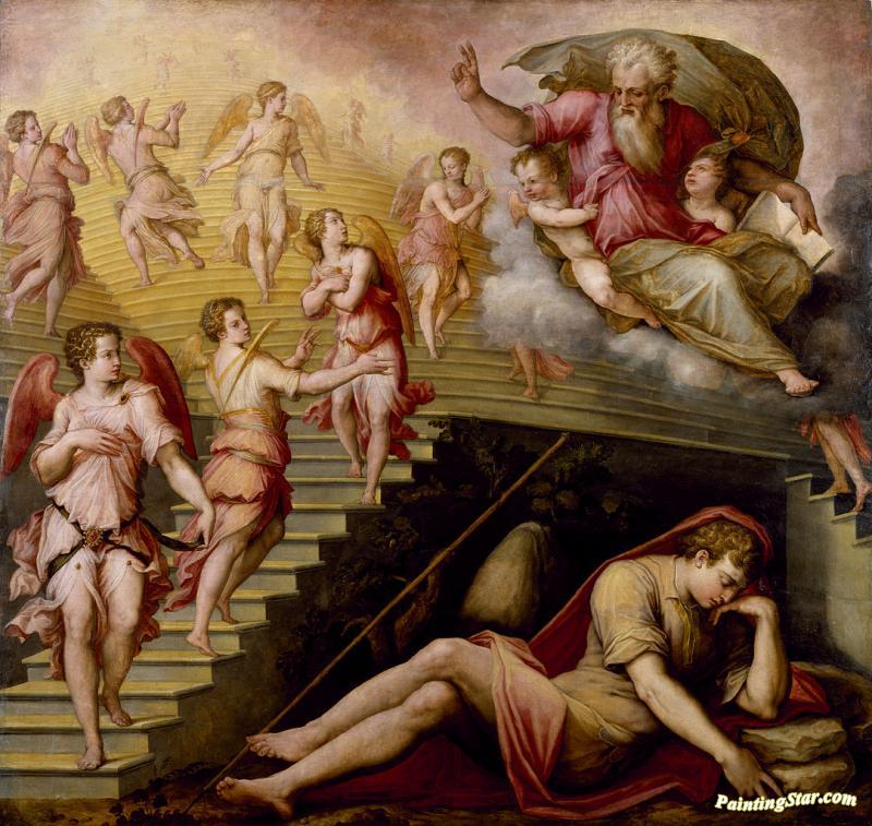 800x757 Jacob's Dream Artwork By Giorgio Vasari Oil Painting Amp Art Prints - Jacobs Dream Painting