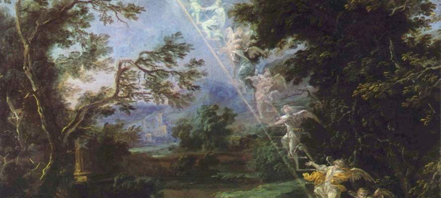 890x400 Jacob's Ladder From Heaven To The Temple Mount United With Israel - Jacobs Dream Painting