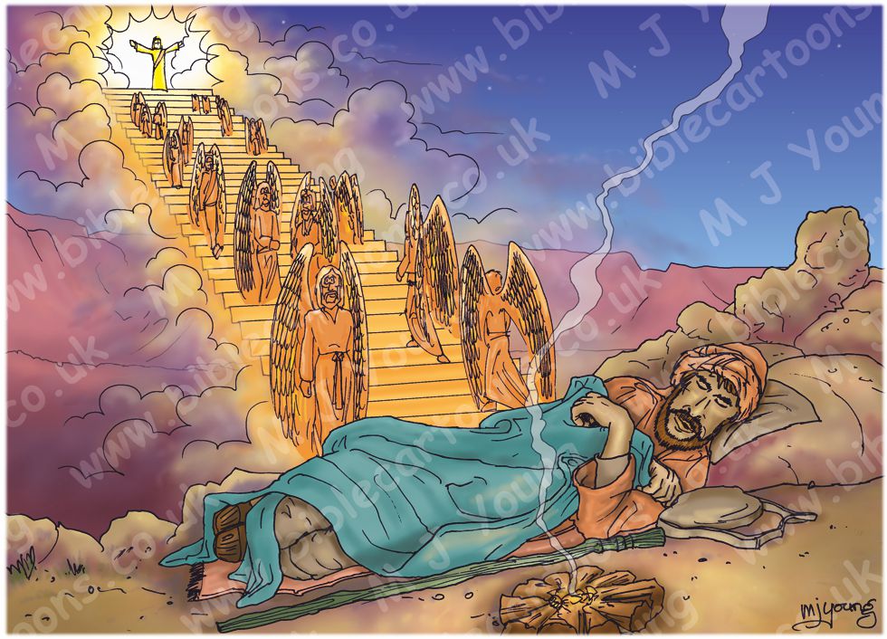 980x706 Bible Cartoons Genesis 28 - Jacobs Dream Painting