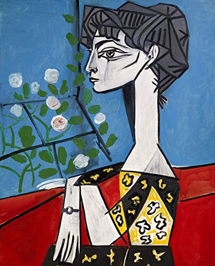 Jacqueline With Flowers Painting