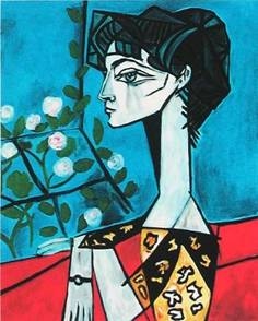 236x294 Portrait Of Jacqueline Roque With Flowers - Jacqueline With Flowers Painting