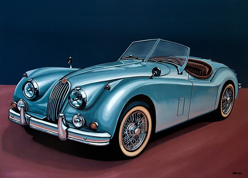 800x574 Jaguar Xk140 1954 Painting Cars Paintings - Jaguar Car Painting