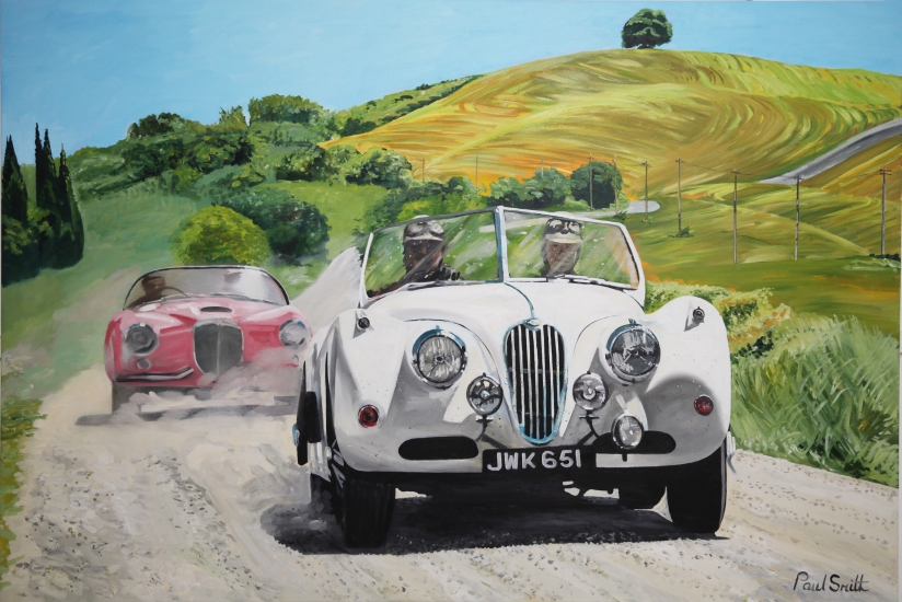 824x550 Classic Car Paintings Paul Smith Artist - Jaguar Car Painting