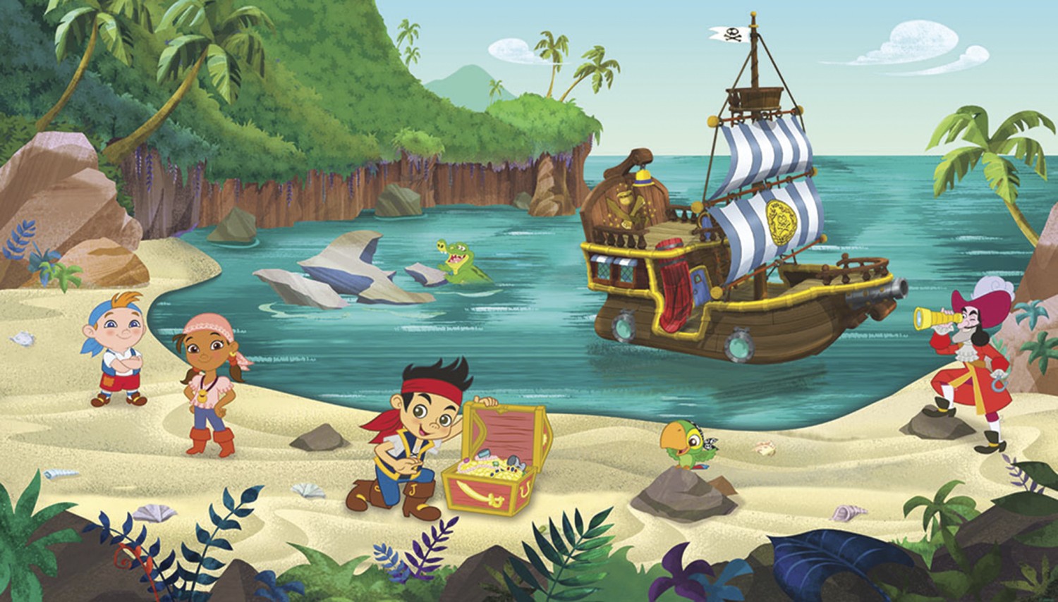 1500x854 Jake And The Never Land Pirates Xl Mural 10.5' X 6' Wall Sticker - Jake And The Neverland Pirates Painting
