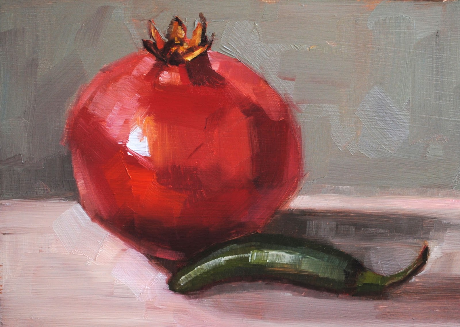 1600x1139 Jean Townsend's Daily Painting Farm Girl Jam Label, Pomegranate - Jalapeno Painting