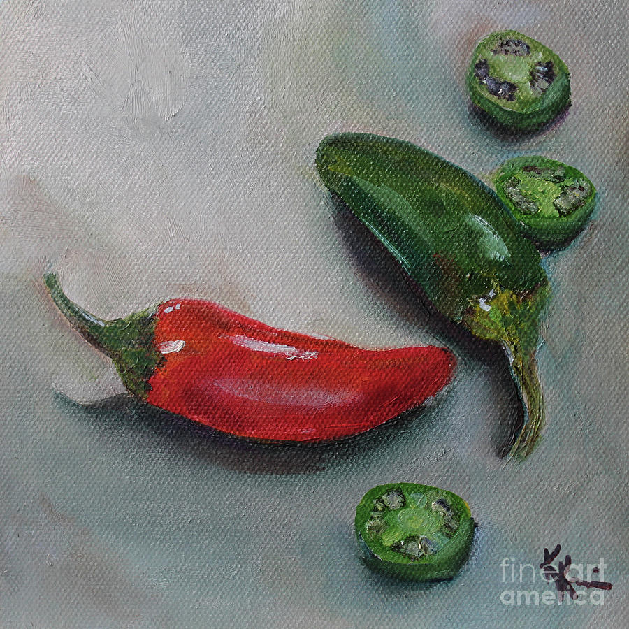 900x900 Sliced Jalapenos Painting By Kristine Kainer - Jalapeno Painting