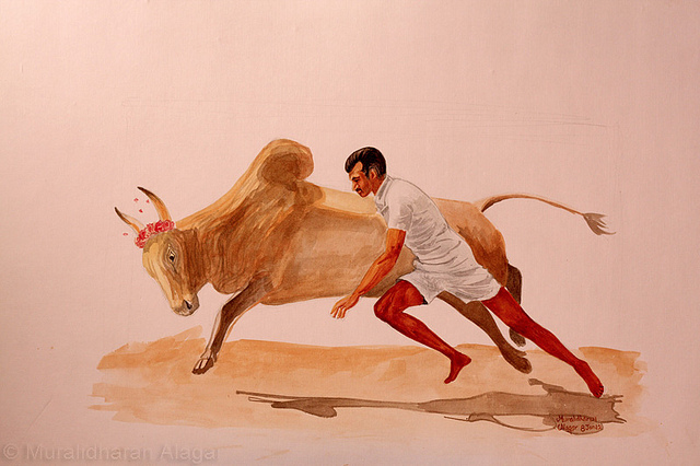 640x426 Jallikattu ~ Siva Travelogue - Jallikattu Painting