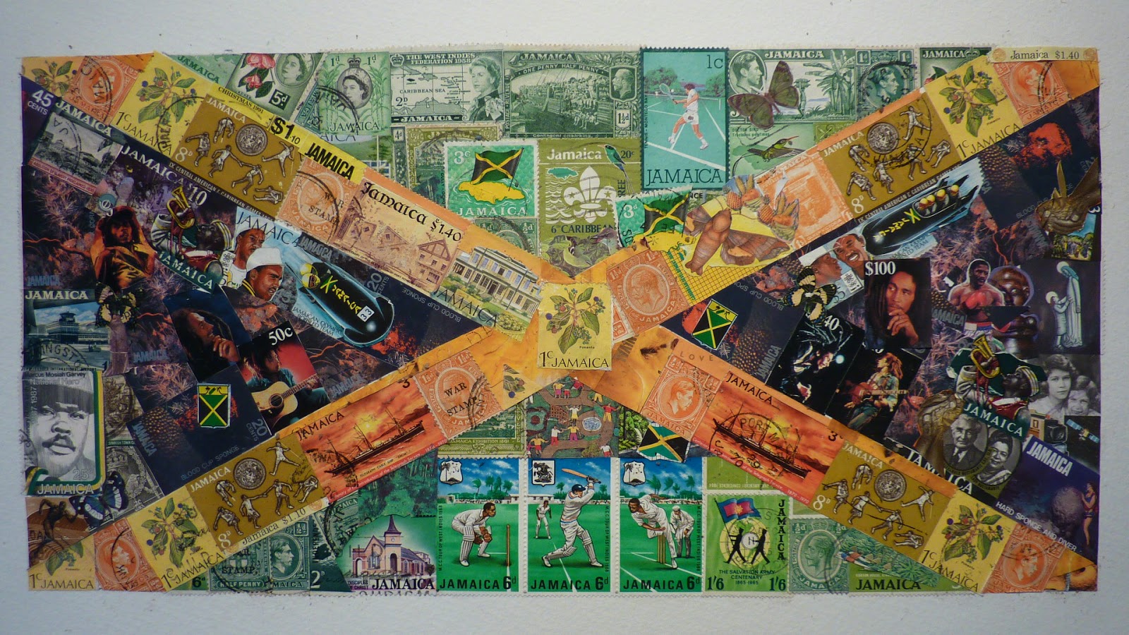 1600x900 Rachel Markwick Jamaican Flag Stamp Collage - Jamaican Flag Painting