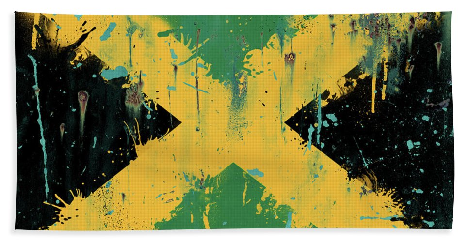 967x500 Rustic Jamaican Flag Beach Towel For Sale By Roshanda Glenn - Jamaican Flag Painting