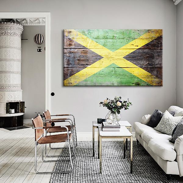 600x600 Rustic Jamaican Flag Multi Panel Canvas Wall Art Elephantstock - Jamaican Flag Painting